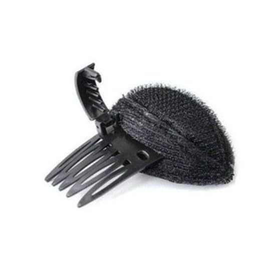 Black Puff Hair Cushion with Clips, Fluffy Sponge Bun Comb Bump It Up Hair Base Set for Women and Girls DIY Hairstyling Tools, H