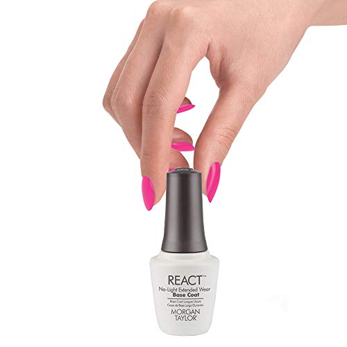 Morgan Taylor Nail Lacquer REACT No Light Extended Wear Base Coat, Base Coat Nail Polish, 0.5 oz.