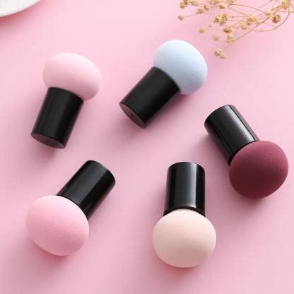 Datnasayad Elastic Soft Mushroom Shape 5 Piece Beauty Blender For Liquid, Cream And Powder Sponge Makeup Puff  (Colors May Vary