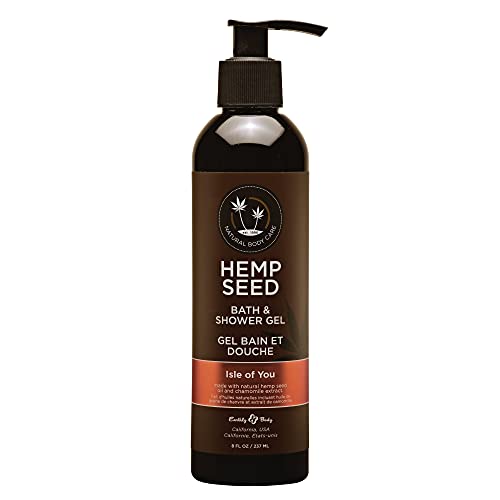 Hemp Seed Bath & Shower Gel, Isle Of You Scent - 8 Oz - Moisturizing Formula With Hemp Seed Oil, Chamomile & Hydrolyzed Wheat Pr