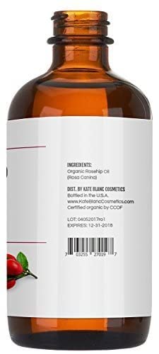 Kate Blanc Cosmetics Rosehip Oil For Face & Skin. Rosehip Seed Face Oil For Facial & Gua Sha Massage (4Oz, Organic, Pure, Cold P