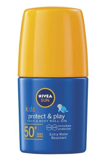 NIVEA Kids Protection & Care RollOn Sun Lotion 50 ml / 1.69 fl oz  Portable RollOn Format, Extra Water Resistant, Lightweight