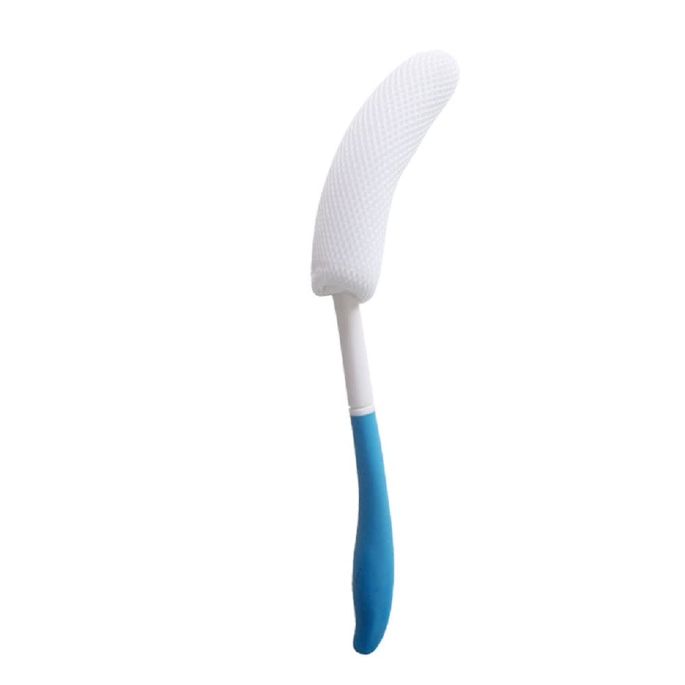 Shuiniba Body Back Bath Brush, 15.35" Exfoliating Sponge & Mesh, White, Model MYS-0108