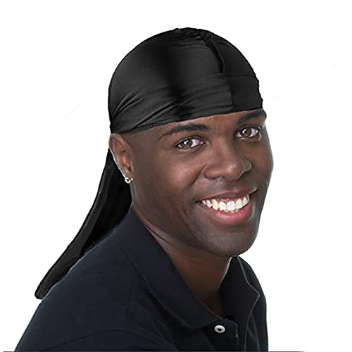 3Pcs Silky Durag Pack For Men Waves, Satin Doo Rag For 360 540 720 Waves, Award 1 Wave Cap (Purple+White+Black)
