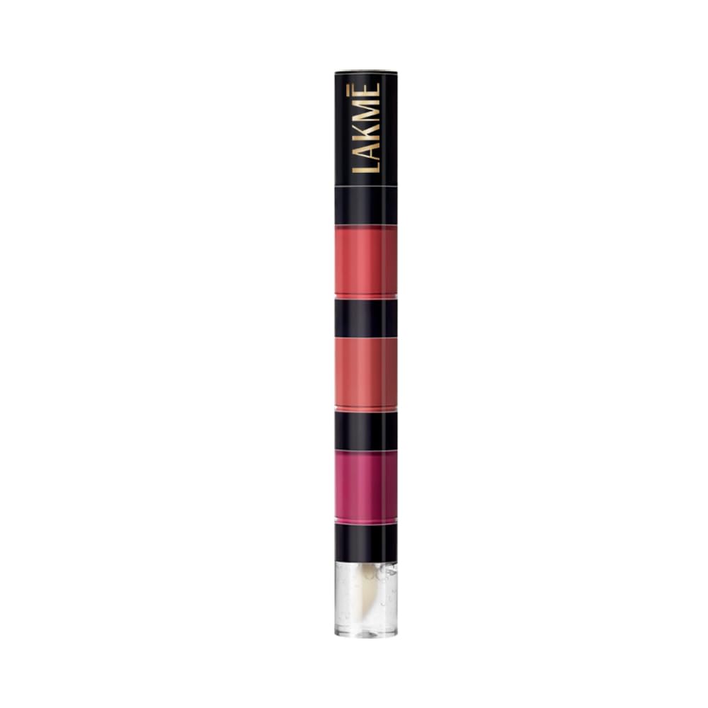 Lakme Ultimate Glam 4-In-1 Lip Stack - 3 Matte, 1 Gloss - Pink Vibe Only 4Ml