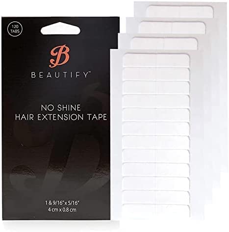 Beautify No Shine Hair Extension Tape Tabs - Double Sided Replacement Tape For Hair Extensions, 120 Tabs Per Pack - Shine-Free H
