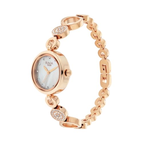 Titan Raga Quartz Analog Mother Of Pearl Dial Rose Gold Metal Strap For Women - Nt311Wm05