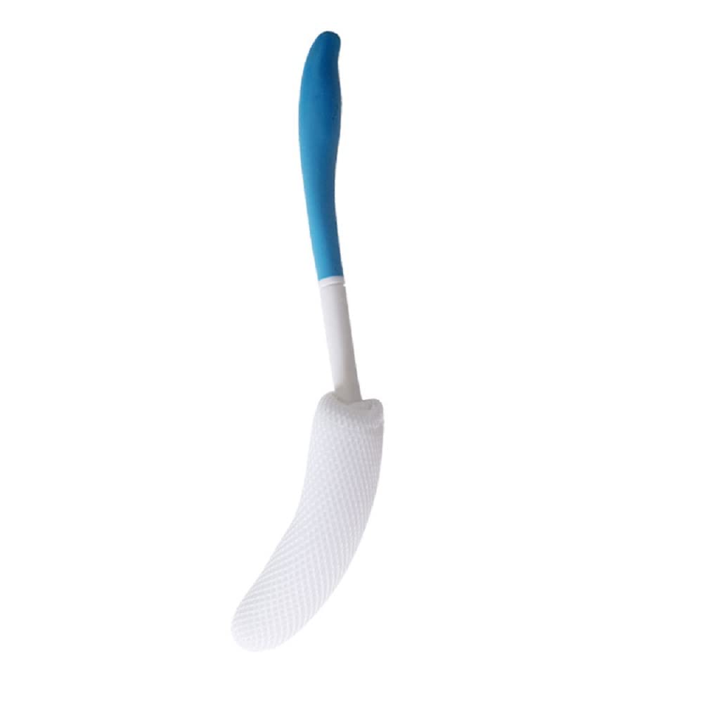 Shuiniba Body Back Bath Brush, 15.35" Exfoliating Sponge & Mesh, White, Model MYS-0108