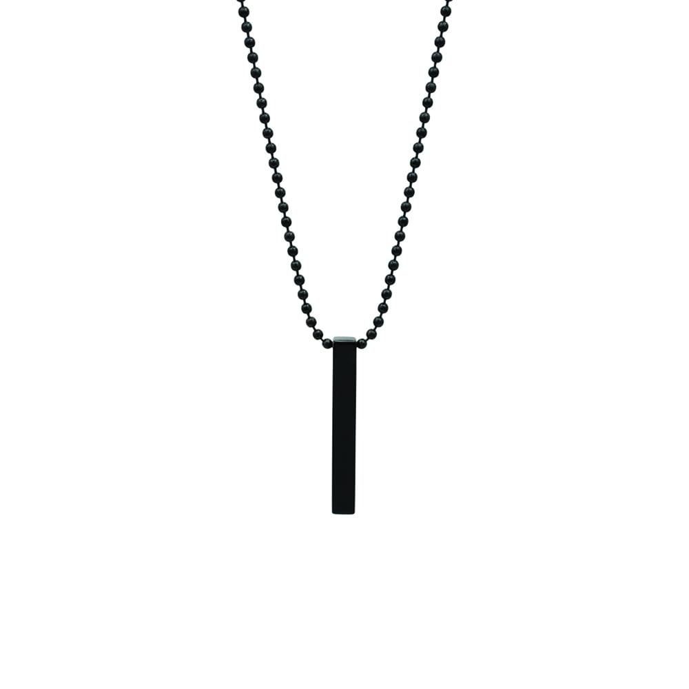 I Jewels Black Rectangular Pendant Necklace With Minimalist Design & Ball Chain (Mjn010B)