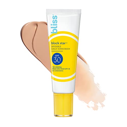 Bliss Tinted Sunscreen Block Star Face Sunscreen Spf 30 100% Mineral Sunscreen Non-Greasy & Non-Irritating Vegan 14 Fl Oz