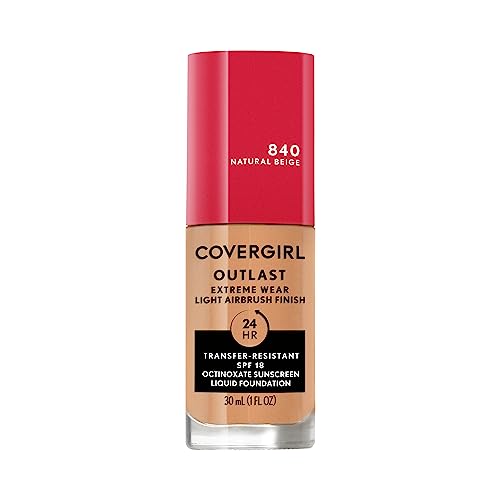 Covergirl Outlast Extreme Wear 3-In-1 Full Coverage Liquid Foundation, Spf 18 Sunscreen, Natural Beige, 1 Fl. Oz.