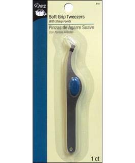 Dritz 818 Soft Grip Tweezers, 4 inches, Silver