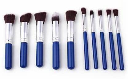 Sunisa 10 Pcs Darkblue Soft Bristles Makeup Brushes Set For Makeup  (Pack Of 10)