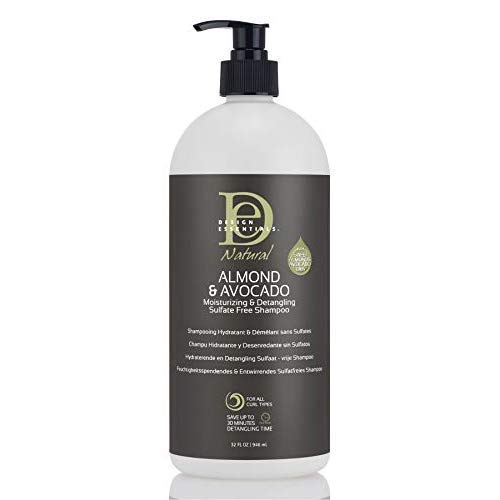 Design Essentials Moisturizing and Detangling Sulfate Free Shampoo, Almond and Avocado Collection, 32 Ounces