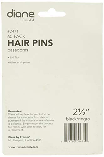 Diane Hair Pins, Black, 2.5