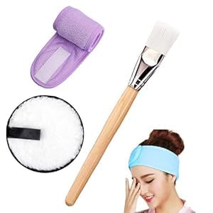 Ghelonadi Makeup Remover Sponge Pad With Face Pack Applicator Brush Reusable Double Sided NonSlip Spa Headband Combo For GirlS