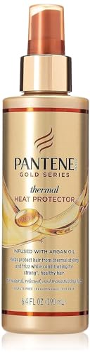 Pantene Gold Series Thermal Heat Protector, 6.4 Ounce Pump, Model 18672, Ideal for All Hair Types, Protects Against Heat Damage