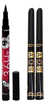 Vba Long Lasting (Black) Eye Liner Cum Kajal Pack Of 2 And 1 36 H Waterproof Sketch Pen Eye Liner
