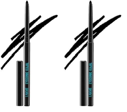 Lakme Eyeconic Black Kajal, Matte Kohl Liner In A Twist Up Pencil - Waterproof, Smudge Proof & Long Lasting Eye Makeup, 0.35 G (