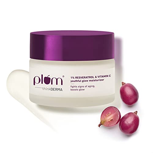 Plum 1% Resveratrol & Vitamin C Youthful Glow Moisturizer Cream | Fights Signs Of Ageing | Enhances Collagen Production | Boosts