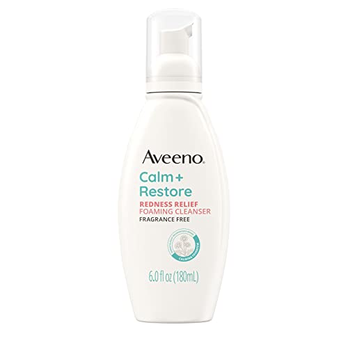 Aveeno Calm + Restore Redness Relief Foaming Cleanser, Daily Facial Cleanser With Calming Feverfew To Help Reduce The Appearance