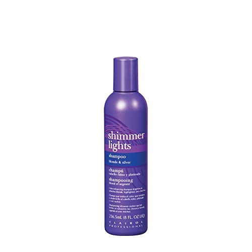 Clairol Professional Shimmer Lights Purple Shampoo, 8 Fl. Oz  Neutralizes Brass & Yellow Tones  For Blonde, Silver, Gray & Highl