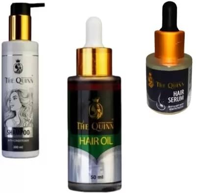 The Quinn Frizz Fighting Hair Oil For Dry, Damaged Strands (50) With Hair Care Shampoo 200Ml And Keratin Protein Serum (20Ml) Co