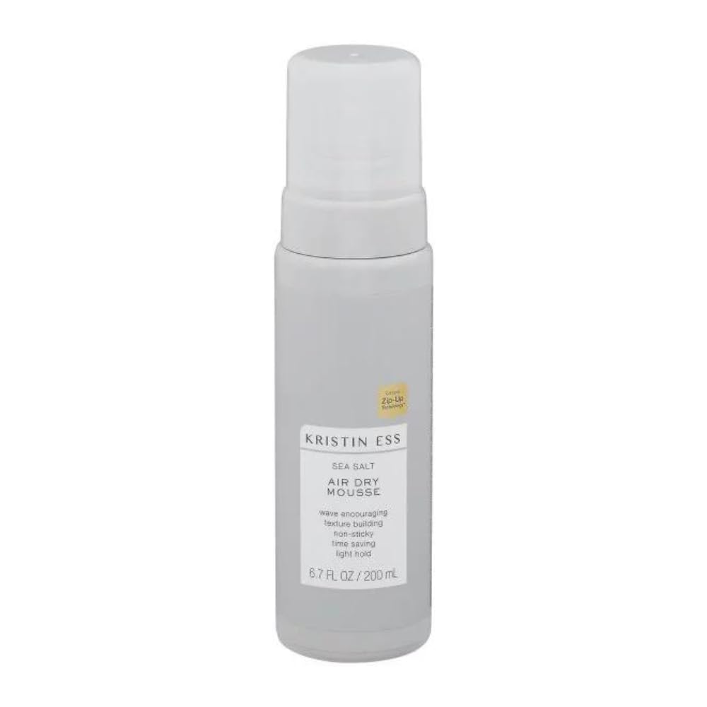 Kristin Ess Hair Sea Salt Air Dry Mousse for Volume + Texture - Styling Product For Wavy + Curly Hair, Light Hold, For Fine to M
