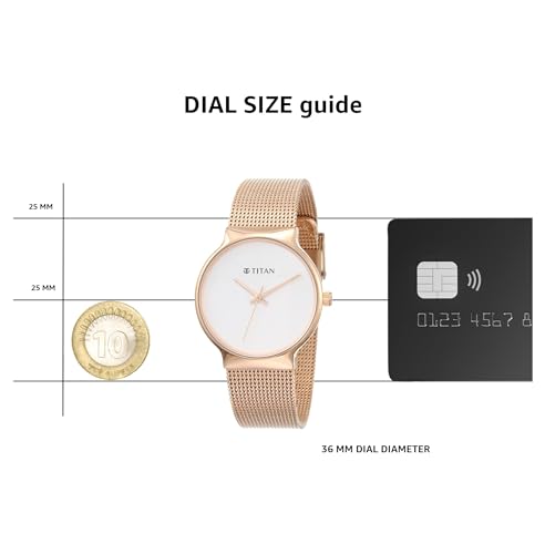 Titan Women Leather Silver White Dial Analog Watch -Nr95141Wm01, Band Color-Rose Gold, Rose Gold, Strap, Rose Gold, Strap