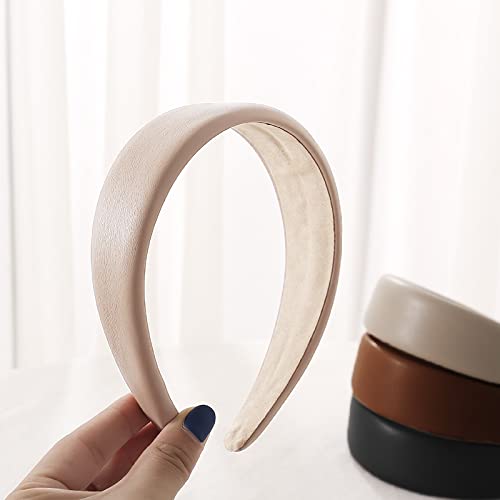 WOVOWOVO Leather Headband for Women - 4Pcs Wide Headbands Fashion Thick Hair Head Bands Diademas Para Mujer De Moda Hair Accesso