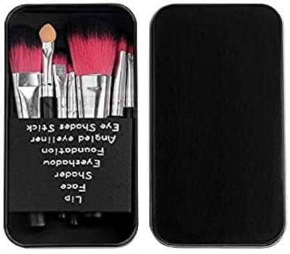 Sunisa 7 Pcs Black Soft Bristles Makeup Brushes Set With Storage Box  (Pack Of 7)