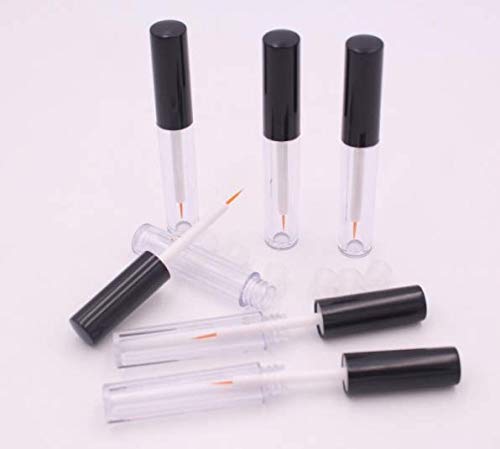 6PCS 0.06oz Empty Upscale Plastic Eyeliner Vials Tube Bottle Refillable Eyelash Growth Liquid Container Clear Mascara Bottle wit