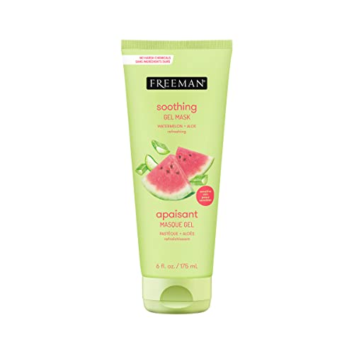 Freeman Soothing Watermelon & Aloe Gel Facial Mask, Hydrates, Nourishes, & Soothes Irritated Skin, Cooling, Calming Gel Face Mas