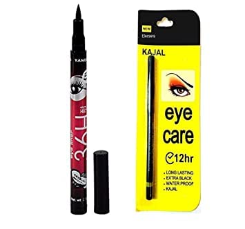 Eye Care Kajal Pencil 12 Hour Extra Black Long Lasting Water Proof Kajal With 36 Hr Eyeliner