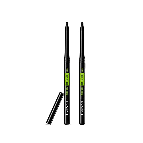 Lakm Eyeconic Insta Cool Kajal, Black, Cooling Kohl Liner With Cucumber, Twist Up Pencil - Waterproof, Smudge Proof & Long Lasti