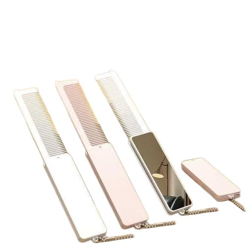 1 Pcs Portable Foldable 2In1 Comb And Mirror Set, Featuring A BuiltIn Foldable Comb And Mirror, Comes With A Small Hanging Ch
