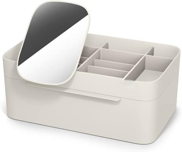 Divik Women Makeup Organizer Vanity Box Viva Makeup Cosmetic Storage Organizer With Drawer, Large With Mirror For Makeup Display
