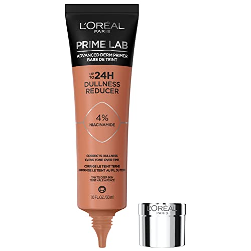 LOreal Paris Prime Lab Up to 24H Dullness Reducer, Face Primer Infused with Niacinamide to Reduce Face Dullness and Extend Make