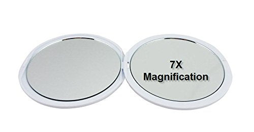 Skn Lifestyle - Jessy, Perfect 7X/1X Travel Mirror - Large 4 Inch Compact Glass Mirrors - 7X Magnification And Traditional 1X Mi