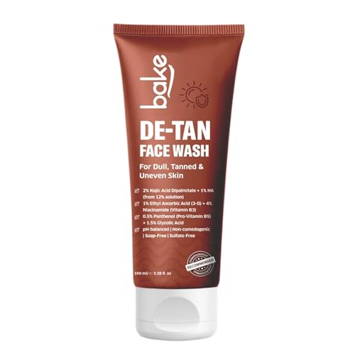 Bake De-Tan Face Wash With 2% Kojic Acid ,Niacinamide &Glycolic Acid | Brightening Face Wash For Tan Removal, Pigmentation & Dar
