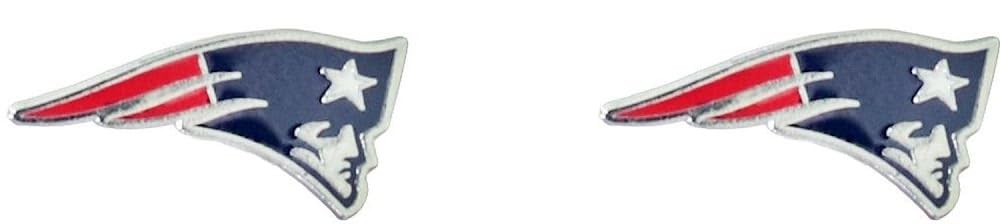 Aminco NFL New England Patriots Logo Post Earrings, Silver, Size 2.5