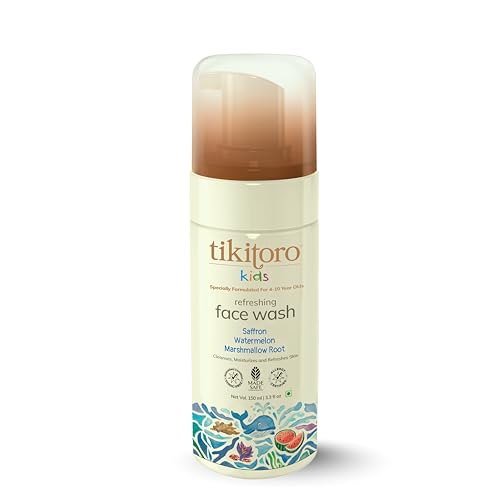 Tikitoro Kids Refreshing Face Wash| Pediatrician Approved | 100% Vegan With Saffron, Watermelon And Marshmallow Root | Cleanses,