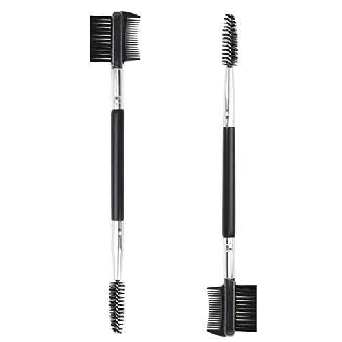 2pcs 3 Head Eyebrow Eyelash Shaper Eyelash Comb Double Head Brush Makeup Grooming Tool Cosmetic with 3 Different Spoolie Brushes