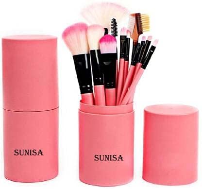 Sunisa Professional Makeup Cosmetic Foundation Brush Set (Brown)  Pack Of 12