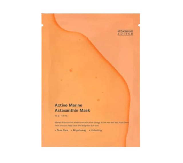Sungboon Editor Active Marine Astaxanthin Toning Serum Mask (23 Ml) | Hydrating & Firming Sheet Mask With Astaxanthin | Brighten