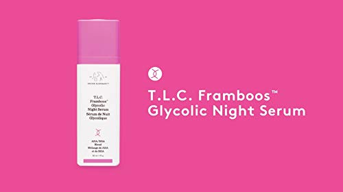 Drunk Elephant T.L.C. Framboos Glycolic Night Serum - Skin Care Brightening Night Serum, 1 Ounce