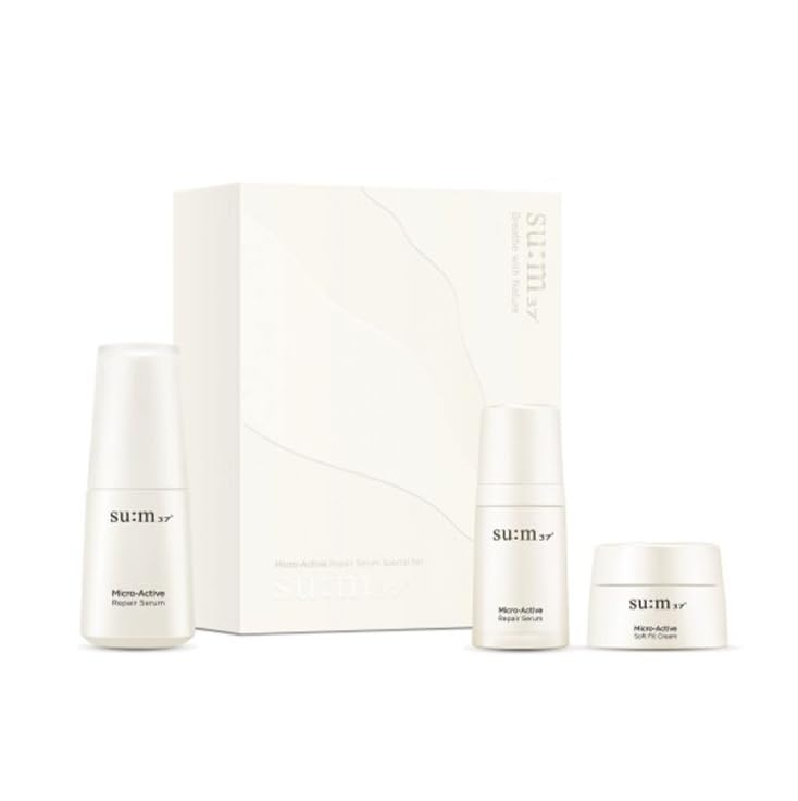 Valentines Day Gifts SU:M Micro-Active Repair Serum Set (3-piece set) - Hydrating and Calming Korean Skincare Serum for Sensitiv