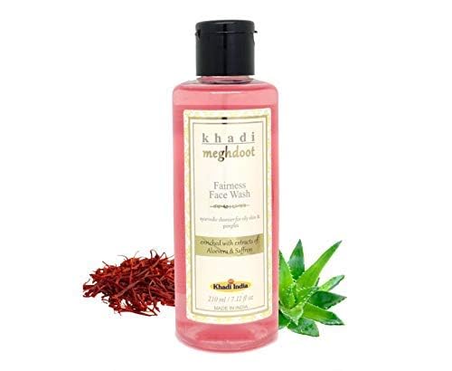 Khadi Meghdoot Fairness Face Wash 210Ml Enriched With Extracts Of Aloe Vera And Saffron| Face Wash For Oily Skins And Pimples| A