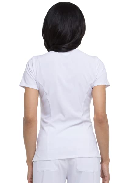 Dickies EDS Essentials Scrubs, V-Neck Womens Tops with Four-Way Stretch and Moisture Wicking DK615, XL, White