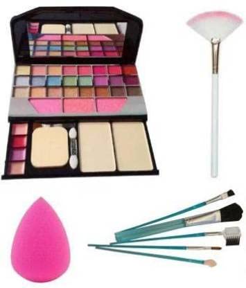 Datnasayad 6155 Makeup Kit Set & 5 Makeup Brush Set & 1 Beauty Blender Sponge Puff & Fan Brush For Face Makeup Highlighter (8 It